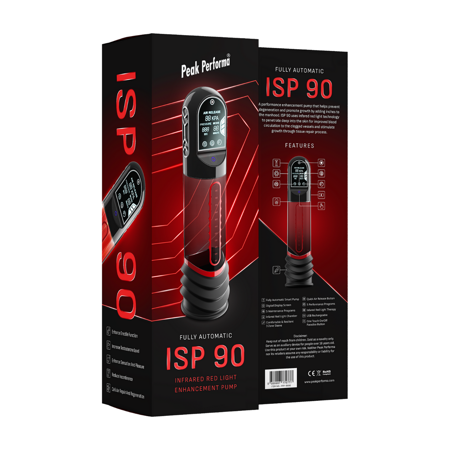 Peak Performa - ISP 90 - Penispomp met Infrarood Licht - Bevordert Groei-Rimbastore.com