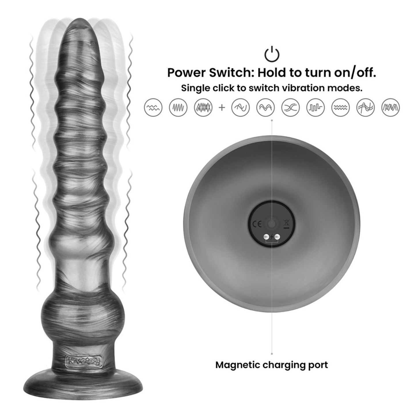 Lovetoy - Vibrax Slider - Lange Vibrerende Anaal Dildo - 32 cm - Zilver-Rimbastore.com