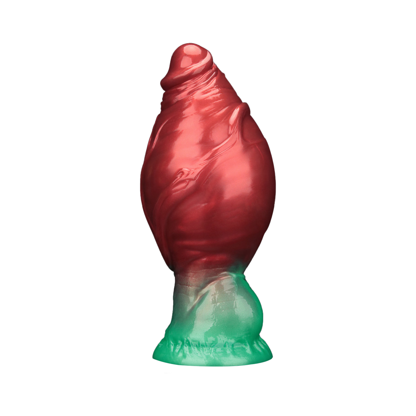 LoveToy - Dual Density Siliconen - Opblaasbare Dildo - Rood/Groen-Erotiekvoordeel.nl