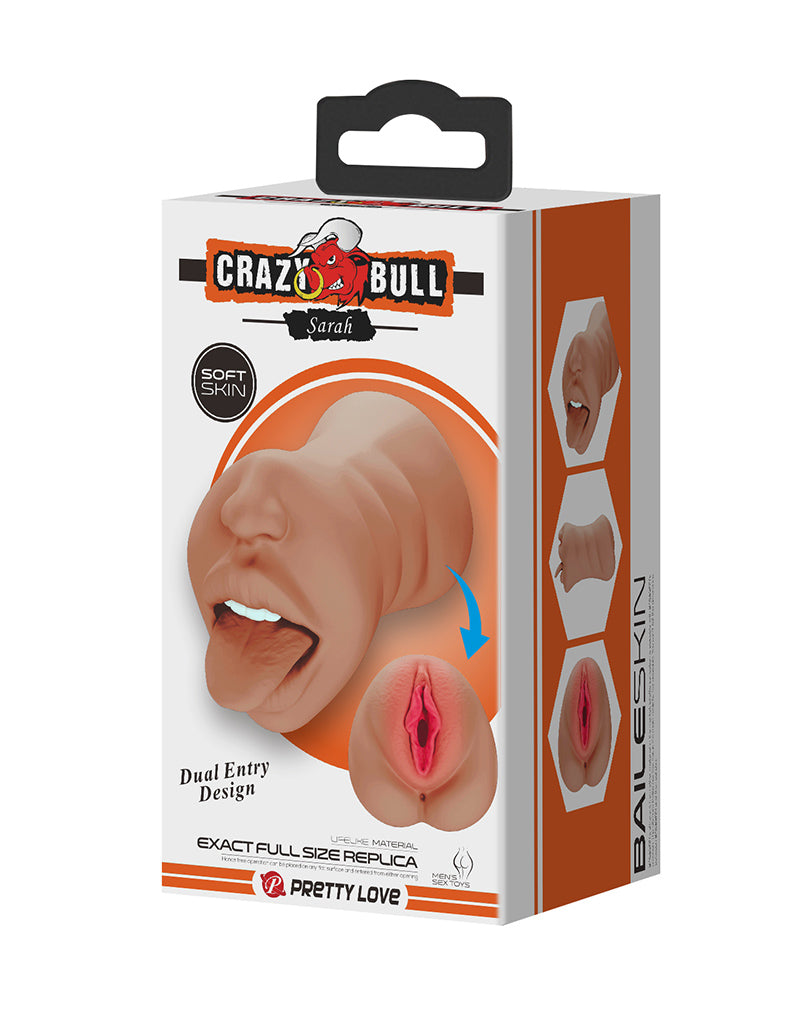 Crazy Bull - Sarah - Premium Masturbator met Twee Ingangen - Bruin-Erotiekvoordeel.nl