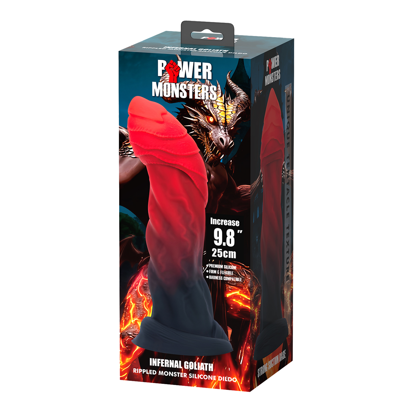 Power Monsters - Infernal Goliath - Monster Dildo - 25 cm - Zwart/Rood-Erotiekvoordeel.nl