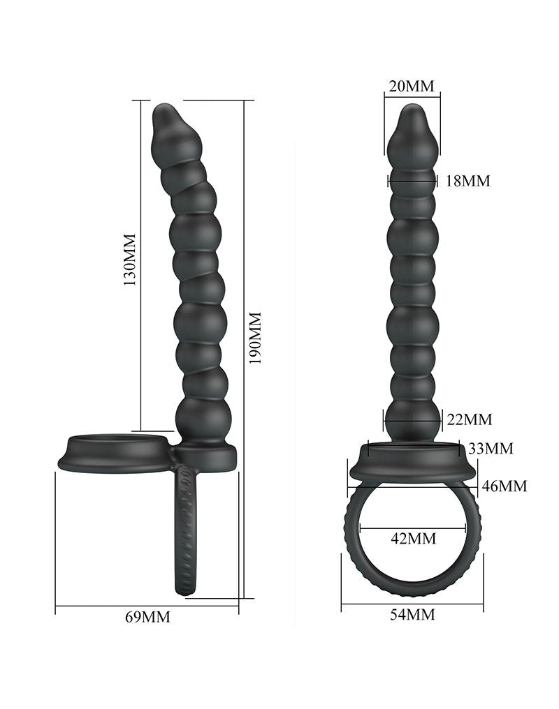 Pretty Love - Dillion - Cockring Anaal Kralen - Zwart-Rimbastore.com