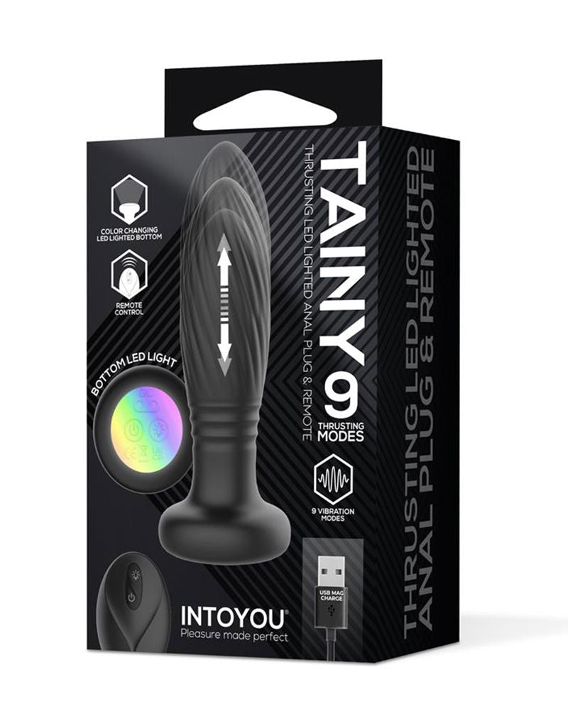 IY Tainy - Stotende Buttplug met Ledverlichting en Afstandsbediening - Zwart-Rimbastore.com