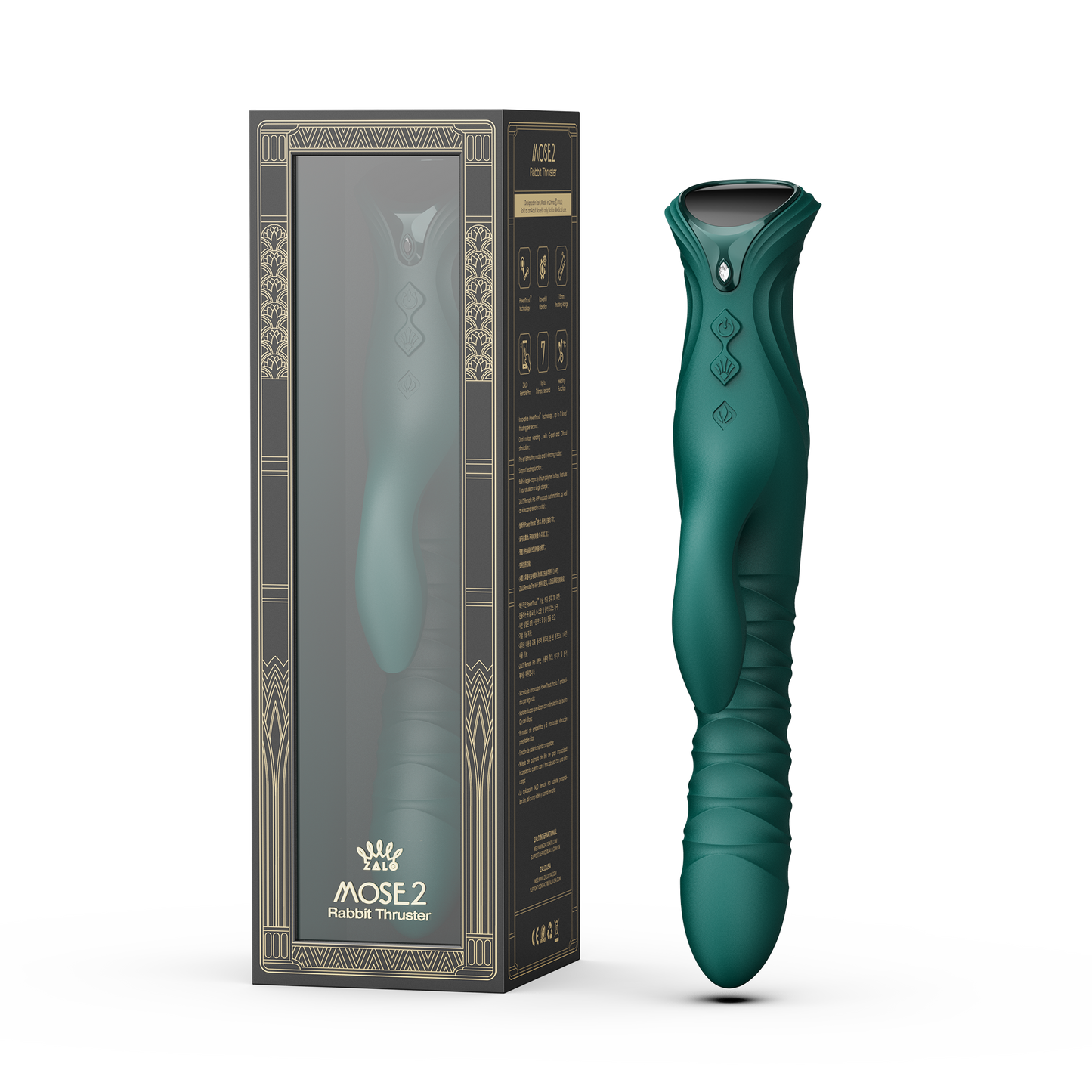 ZALO - Mose 2 - Vibrador con empuje Rabbit – Verde esmeralda