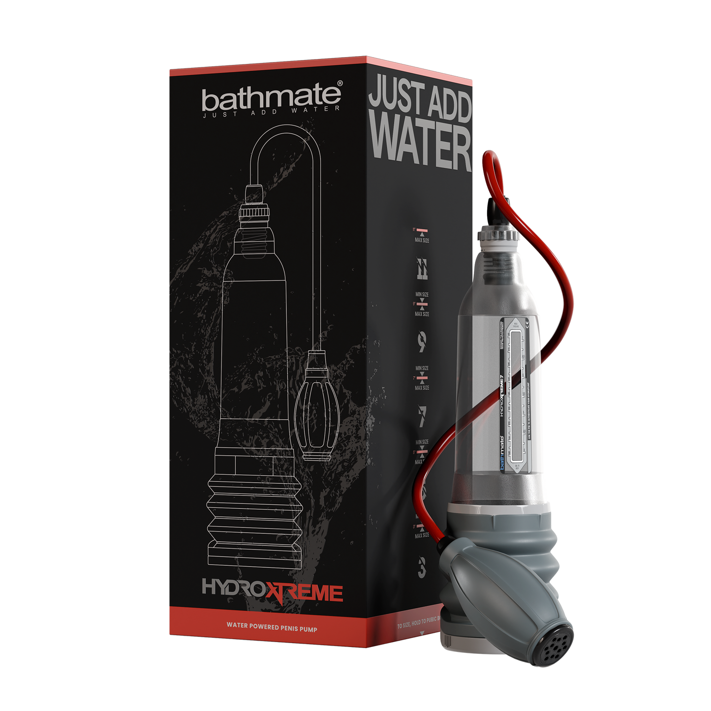 Bathmate - HydroXtreme 7 - Alleen pomp - Rood/Grijs/Transparant-Erotiekvoordeel.nl