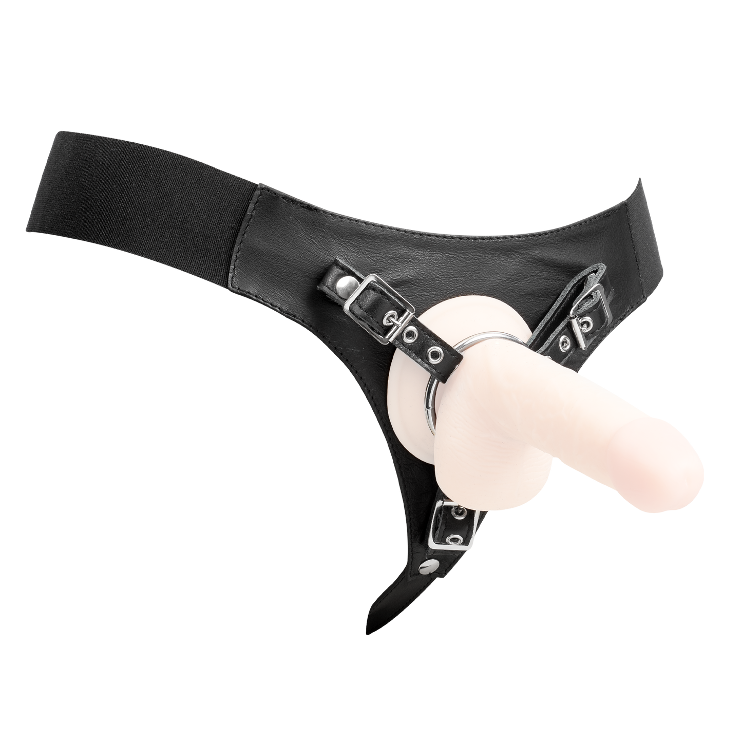 Rimba- Verstelbaar Lederen Strap-On Harnas - Zwart-Erotiekvoordeel.nl