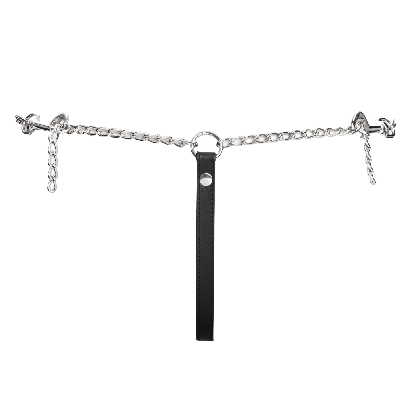 Rimba - Lederen string met afneembare kettingen - Zwart/Zilver-Rimbastore.com