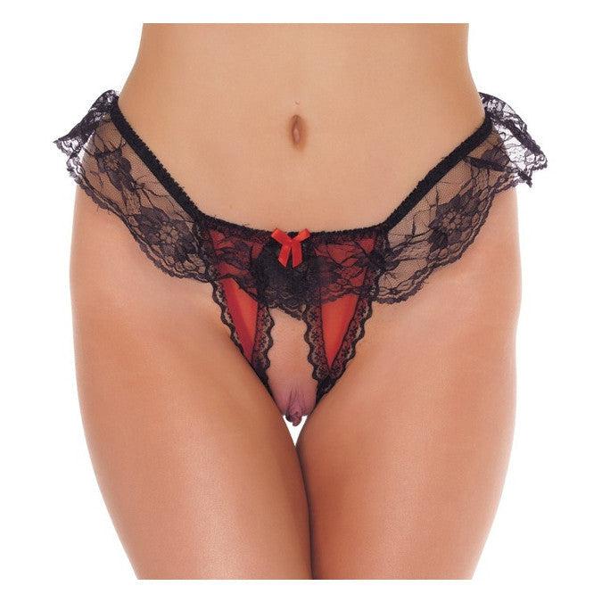 Amorable - Open String - Burlesque Tanga With Open Crotch - Red Black Rimba Winkel Amorable - Open String - Burlesque Tanga With Open Crotch - Red Black Rimba Winkel