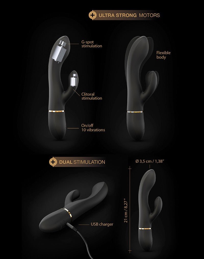 Dorcel Flexibele Rabbit Vibrator "Glam Rabbit" - zwart - Erotiekvoordeel.nl