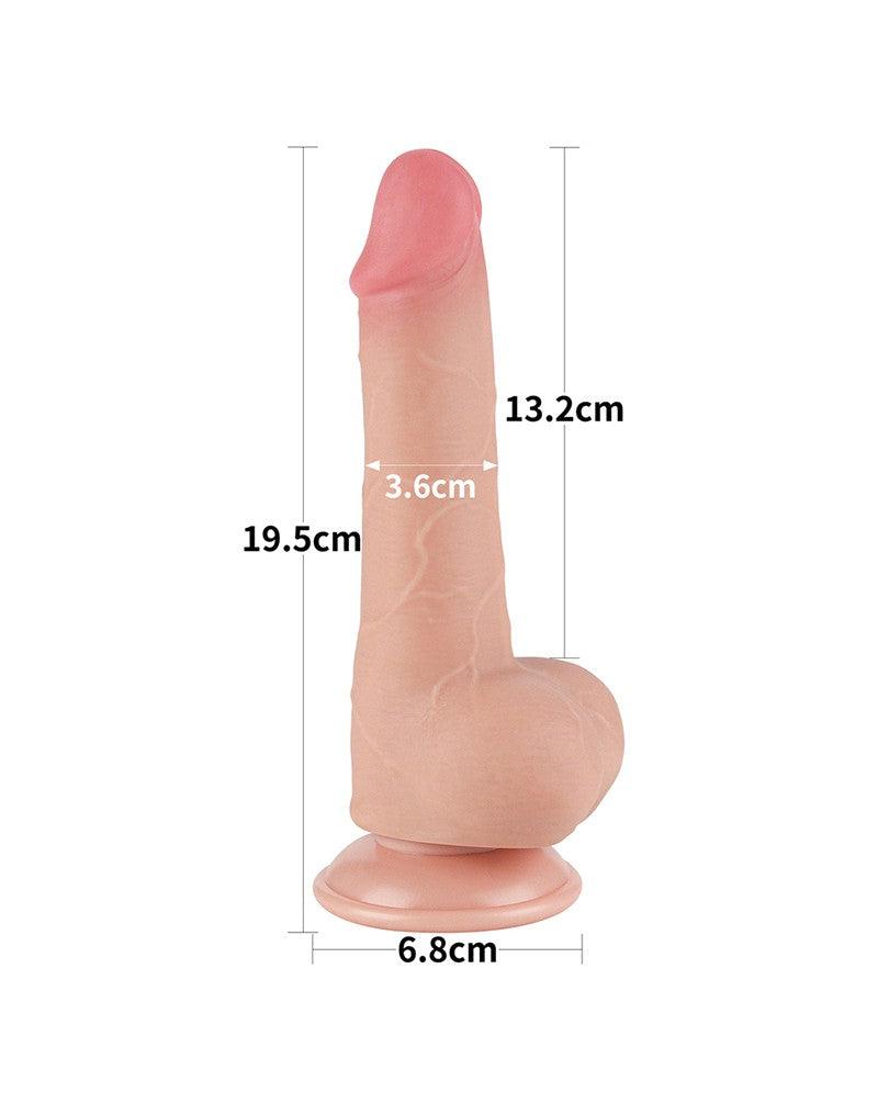 LoveToy - Glijdende Huid Dildo - Dubbellaags Dildo - Lengte 19.5 cm - Diameter 3.6 cm - Lichte huidskleur-Erotiekvoordeel.nl