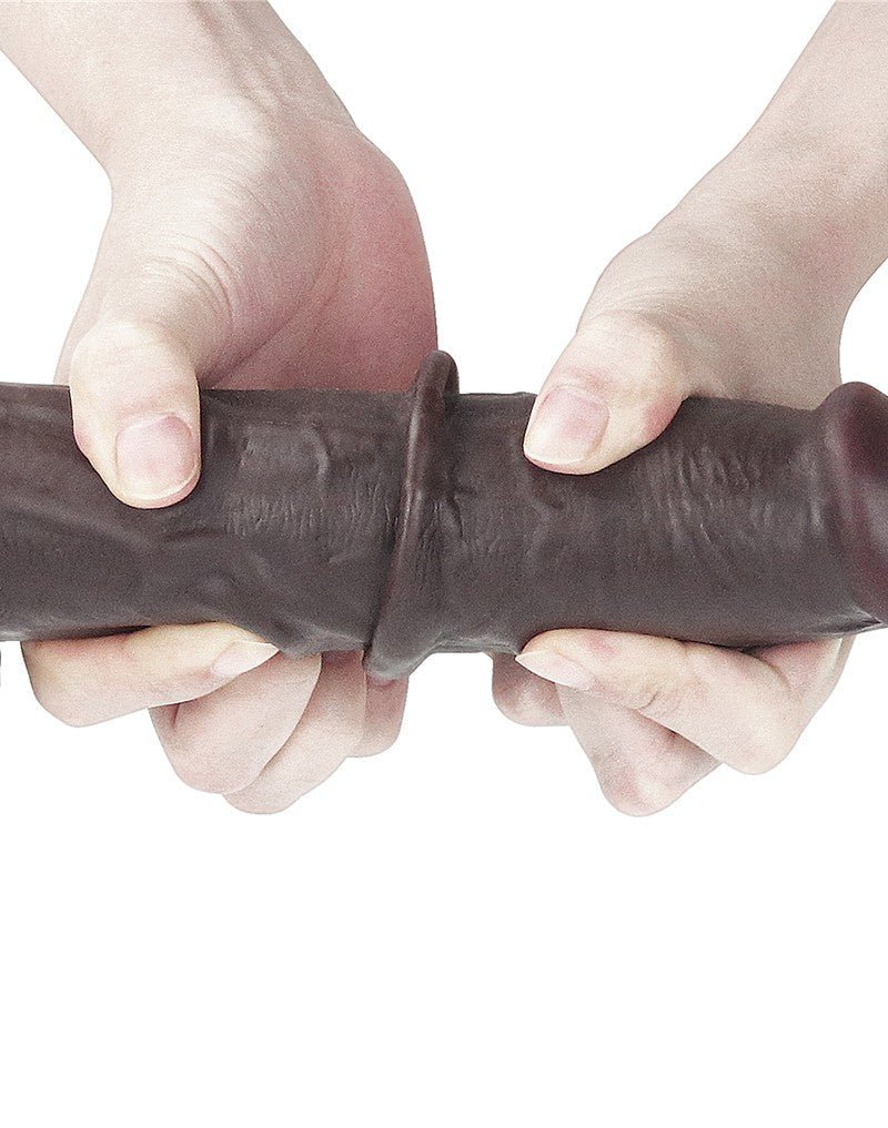 Lovetoy Dildo met Sliding Skin / Bewegende Huid 24 x 4.5 cm - bruin-Erotiekvoordeel.nl