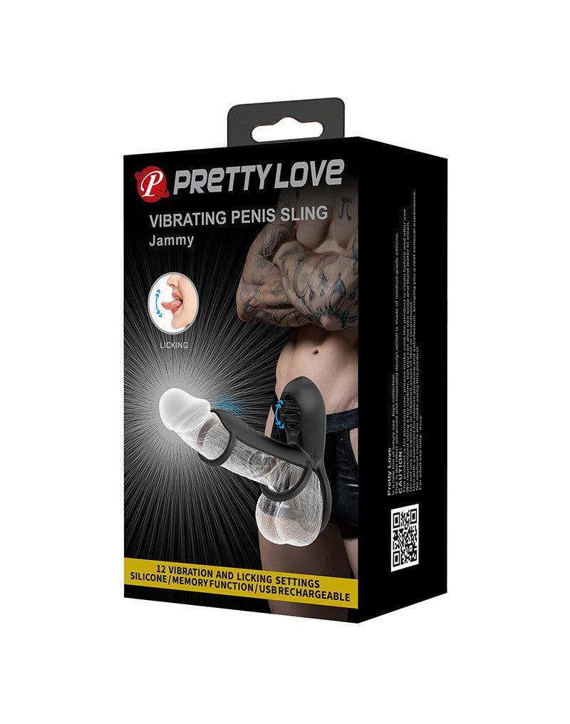 Pretty Love Jammy - Cockring Vibrator met Clitoris Stimulator - Zwart - Unieke Drievoudige Ringontwerp-Erotiekvoordeel.nl