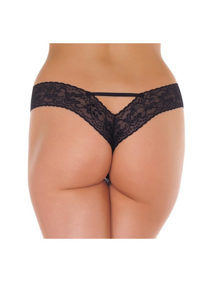 Slipje v-shape met bandjes en strikje - zwart - Erotiekvoordeel.nl