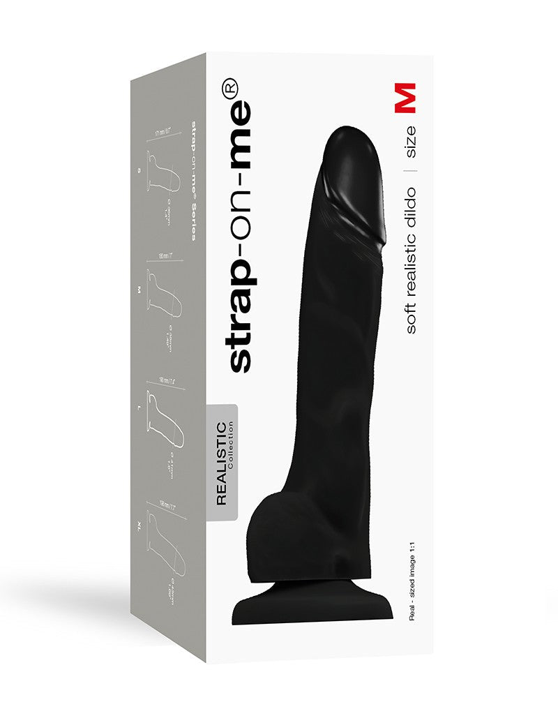 Strap-On-Me Soft Realistic Dildo met zuignap - zwart - Erotiekvoordeel.nl