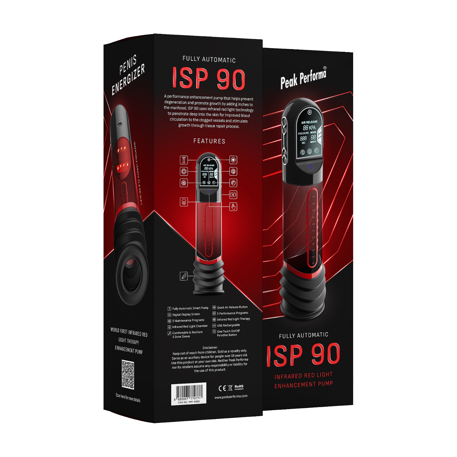Peak Performa - ISP 90 - Penispomp met Infrarood Licht - Bevordert Groei-Rimbastore.com