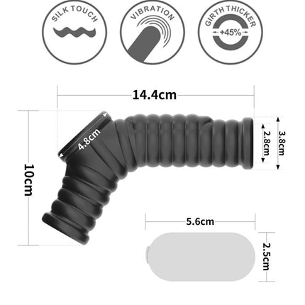 LoveToy - Wave Knights Ring - Vibrerende Penis en Scrotum Sleeve - Ø 2,8 cm - Zwart-Erotiekvoordeel.nl