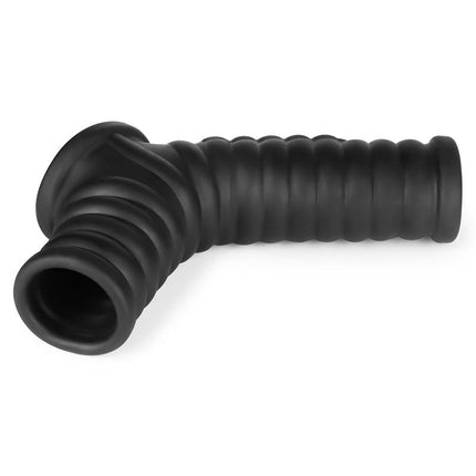 LoveToy - Wave Knights Ring - Vibrerende Penis en Scrotum Sleeve - Ø 2,8 cm - Zwart-Erotiekvoordeel.nl