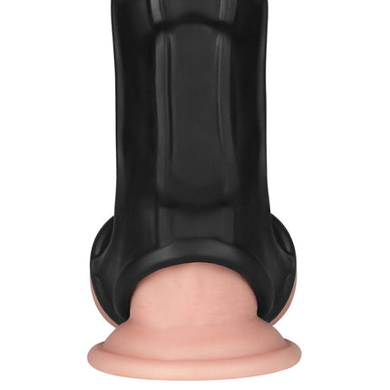 LoveToy - Ridge Knights Ring - Vibrerende Penis en Scrotum Sleeve - Ø 2,8 cm - Zwart-Erotiekvoordeel.nl