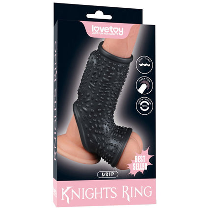 LoveToy - Drip Knights Ring - Vibrerende Penis en Scrotum Sleeve - Ø 2,8 cm - Zwart-Erotiekvoordeel.nl