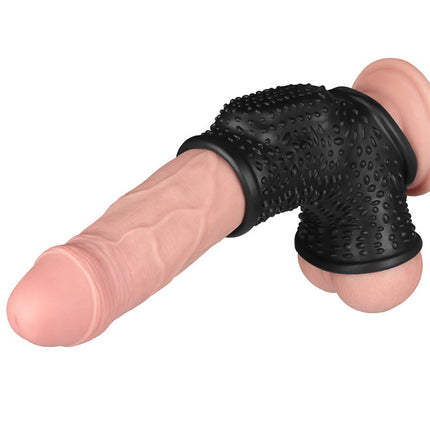 LoveToy - Drip Knights Ring - Vibrerende Penis en Scrotum Sleeve - Ø 2,8 cm - Zwart-Erotiekvoordeel.nl