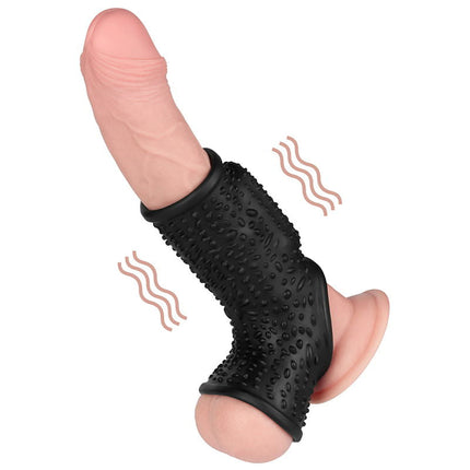 LoveToy - Drip Knights Ring - Vibrerende Penis en Scrotum Sleeve - Ø 2,8 cm - Zwart-Erotiekvoordeel.nl