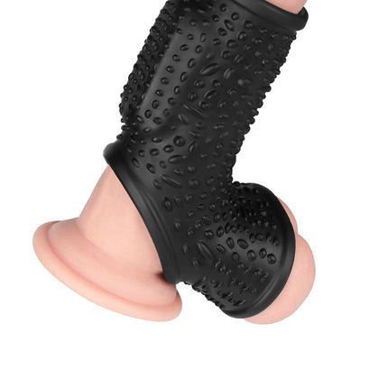 LoveToy - Drip Knights Ring - Vibrerende Penis en Scrotum Sleeve - Ø 2,8 cm - Zwart-Erotiekvoordeel.nl