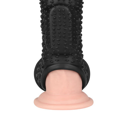 LoveToy - Drip Knights Ring - Vibrerende Penis en Scrotum Sleeve - Ø 2,8 cm - Zwart-Erotiekvoordeel.nl
