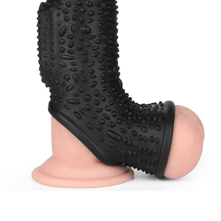 LoveToy - Drip Knights Ring - Vibrerende Penis en Scrotum Sleeve - Ø 2,8 cm - Zwart-Erotiekvoordeel.nl