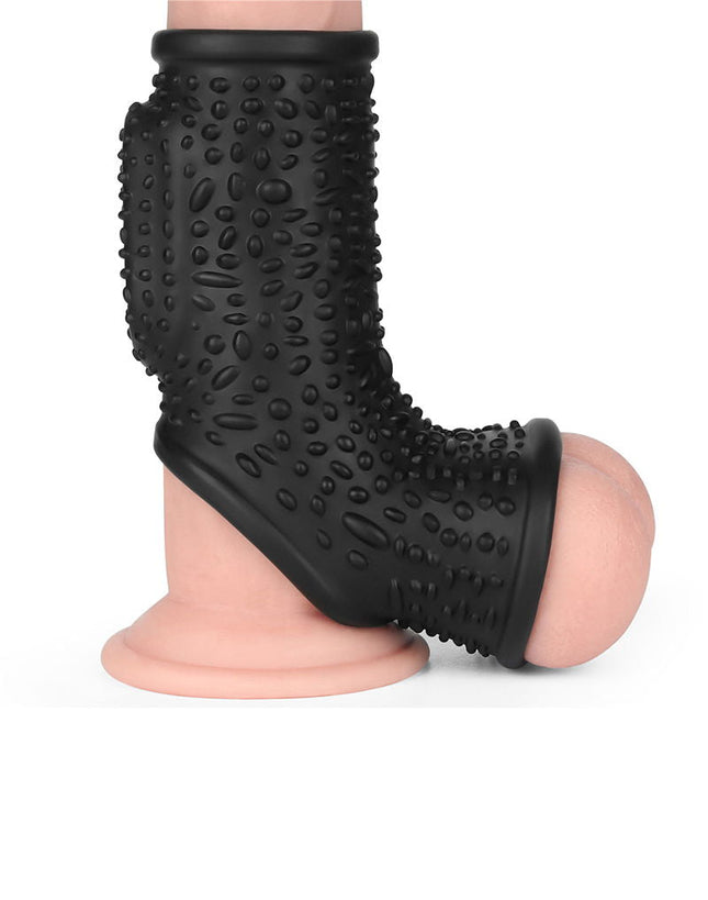 LoveToy - Drip Knights Ring - Vibrerende Penis en Scrotum Sleeve - Ø 2,8 cm - Zwart-Erotiekvoordeel.nl