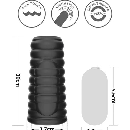 LoveToy - Wave Knights Ring - Vibrerende Penis Sleeve - Ø 3,7 cm - Zwart-Erotiekvoordeel.nl