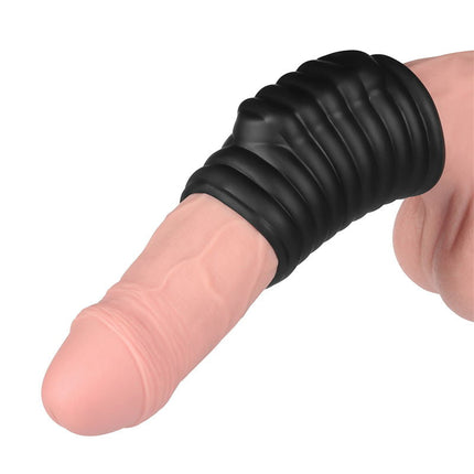 LoveToy - Wave Knights Ring - Vibrerende Penis Sleeve - Ø 3,7 cm - Zwart-Erotiekvoordeel.nl