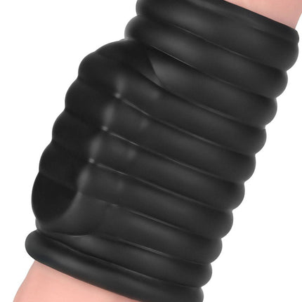 LoveToy - Wave Knights Ring - Vibrerende Penis Sleeve - Ø 3,7 cm - Zwart-Erotiekvoordeel.nl