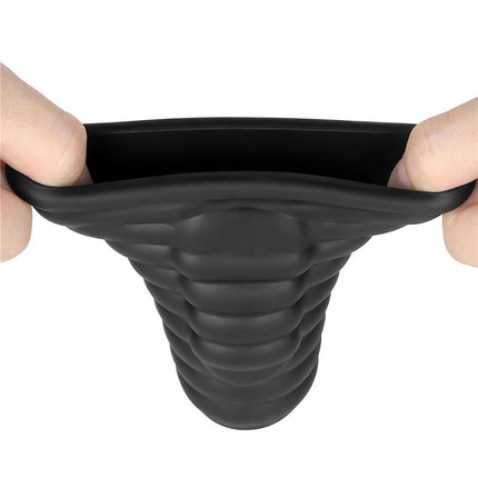 LoveToy - Wave Knights Ring - Vibrerende Penis Sleeve - Ø 3,7 cm - Zwart-Erotiekvoordeel.nl