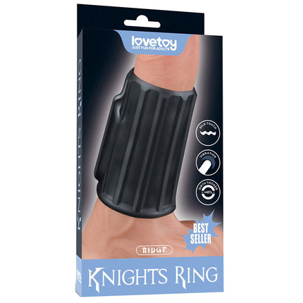 LoveToy - Ridge Knights Ring - Vibrerende Penis Sleeve - Ø 3,7 cm - Zwart-Erotiekvoordeel.nl