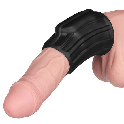 LoveToy - Ridge Knights Ring - Vibrerende Penis Sleeve - Ø 3,7 cm - Zwart-Erotiekvoordeel.nl