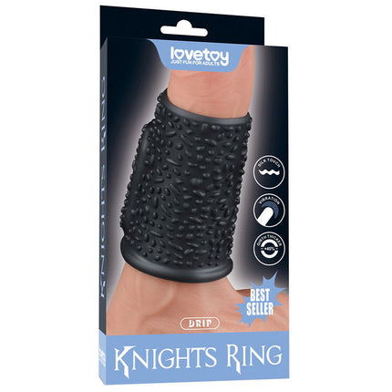 LoveToy - Drip Knights Ring - Vibrerende Penis Sleeve - Ø 3,7 cm - Zwart-Erotiekvoordeel.nl