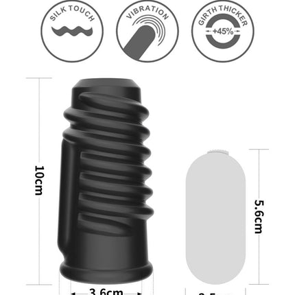 LoveToy - Spiral Knights Ring - Vibrerende Penis Sleeve - Ø 3,7 cm - Zwart-Erotiekvoordeel.nl