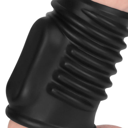 LoveToy - Spiral Knights Ring - Vibrerende Penis Sleeve - Ø 3,7 cm - Zwart-Erotiekvoordeel.nl
