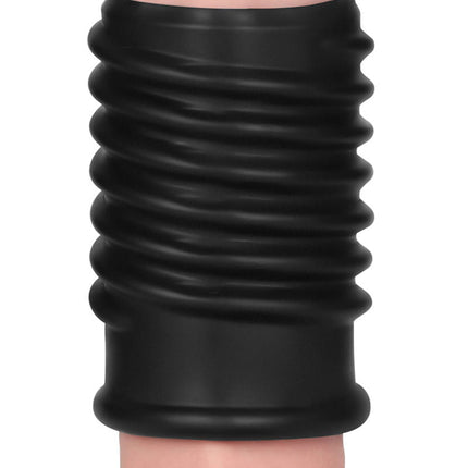 LoveToy - Spiral Knights Ring - Vibrerende Penis Sleeve - Ø 3,7 cm - Zwart-Erotiekvoordeel.nl