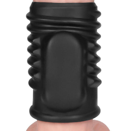 LoveToy - Spiral Knights Ring - Vibrerende Penis Sleeve - Ø 3,7 cm - Zwart-Erotiekvoordeel.nl
