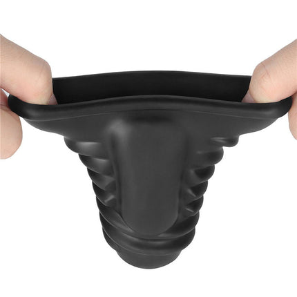 LoveToy - Spiral Knights Ring - Vibrerende Penis Sleeve - Ø 3,7 cm - Zwart-Erotiekvoordeel.nl