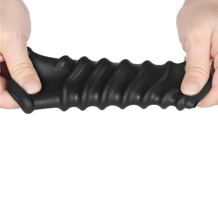 LoveToy - Spiral Knights Ring - Vibrerende Penis Sleeve - Ø 3,7 cm - Zwart-Erotiekvoordeel.nl