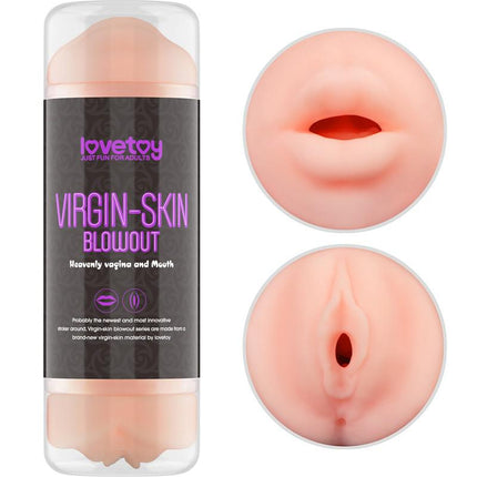 Lovetoy - Virgin-Skin Blowout - Dubbelzijdige Stroker Masturbator - Vagina en Mond - Lichte Huidskleur-Erotiekvoordeel.nl