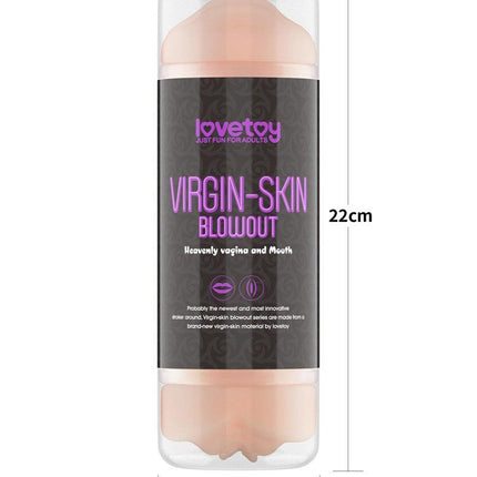 Lovetoy - Virgin-Skin Blowout - Dubbelzijdige Stroker Masturbator - Vagina en Mond - Lichte Huidskleur-Erotiekvoordeel.nl