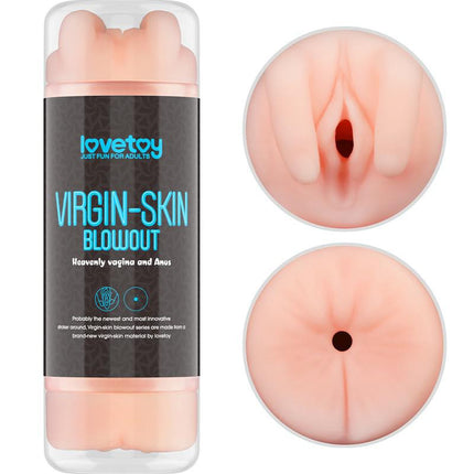 Lovetoy - Virgin-Skin Blowout - Dubbelzijdige Stroker Masturbator - Vagina en Anus - Lichte Huidskleur-Erotiekvoordeel.nl