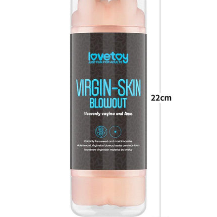 Lovetoy - Virgin-Skin Blowout - Dubbelzijdige Stroker Masturbator - Vagina en Anus - Lichte Huidskleur-Erotiekvoordeel.nl