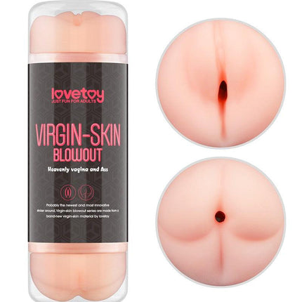 Lovetoy - Virgin-Skin Blowout - Dubbelzijdige Stroker Masturbator - Vagina en Ass - Lichte Huidskleur-Erotiekvoordeel.nl