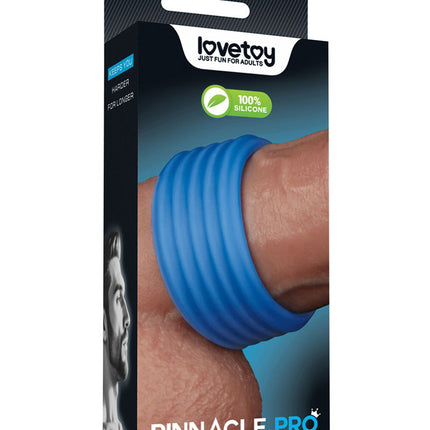 LoveToy - Pinnacle Pro - Deep Rib Grip Cockring - Blauw-Erotiekvoordeel.nl