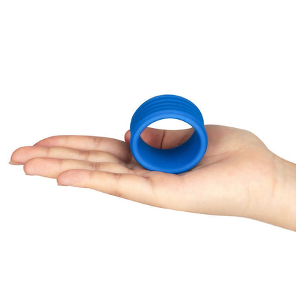 LoveToy - Pinnacle Pro - Deep Rib Grip Cockring - Blauw-Erotiekvoordeel.nl