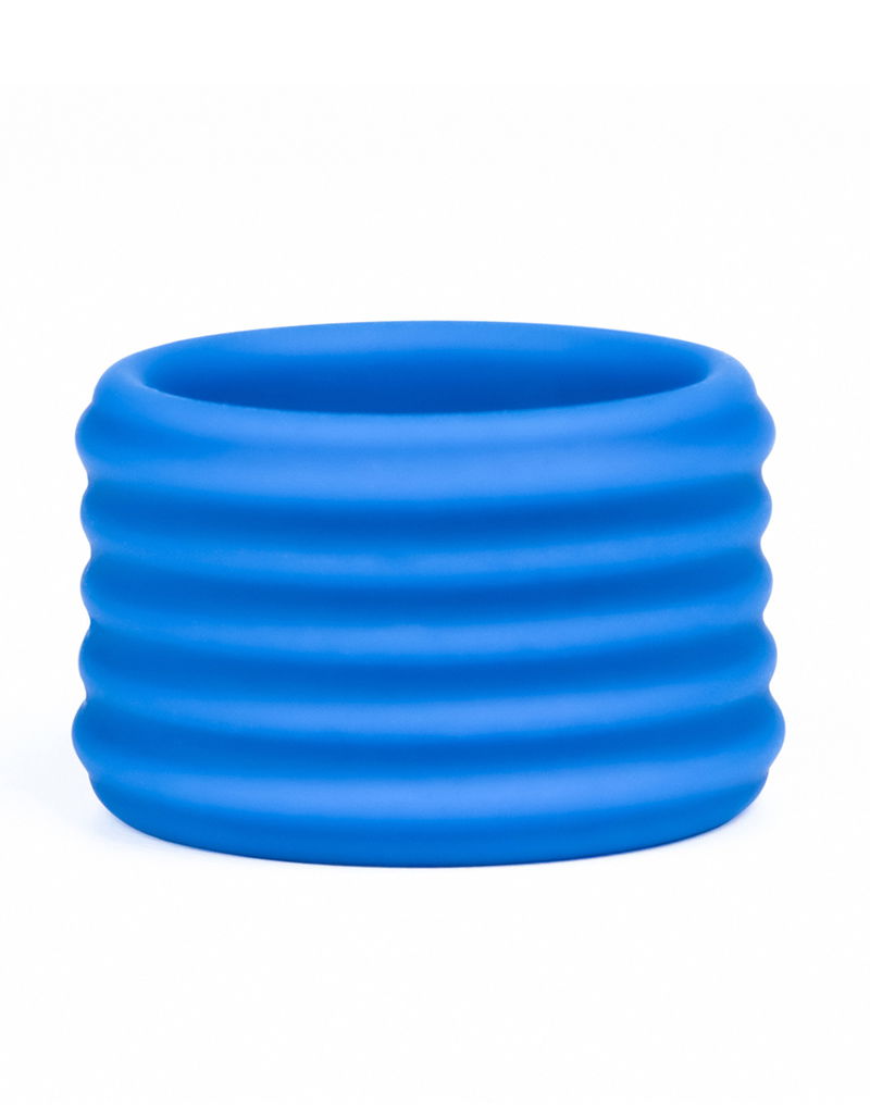 LoveToy - Pinnacle Pro - Deep Rib Grip Cockring - Blauw-Erotiekvoordeel.nl